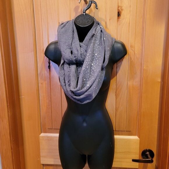 Charcoal Gray with Gold Accents Infinity Scarf - Picture 1 of 1